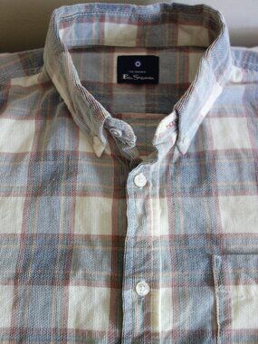 BEN SHERMAN Corduroy Button Long Sleeve Plaid Shirt – Mens L